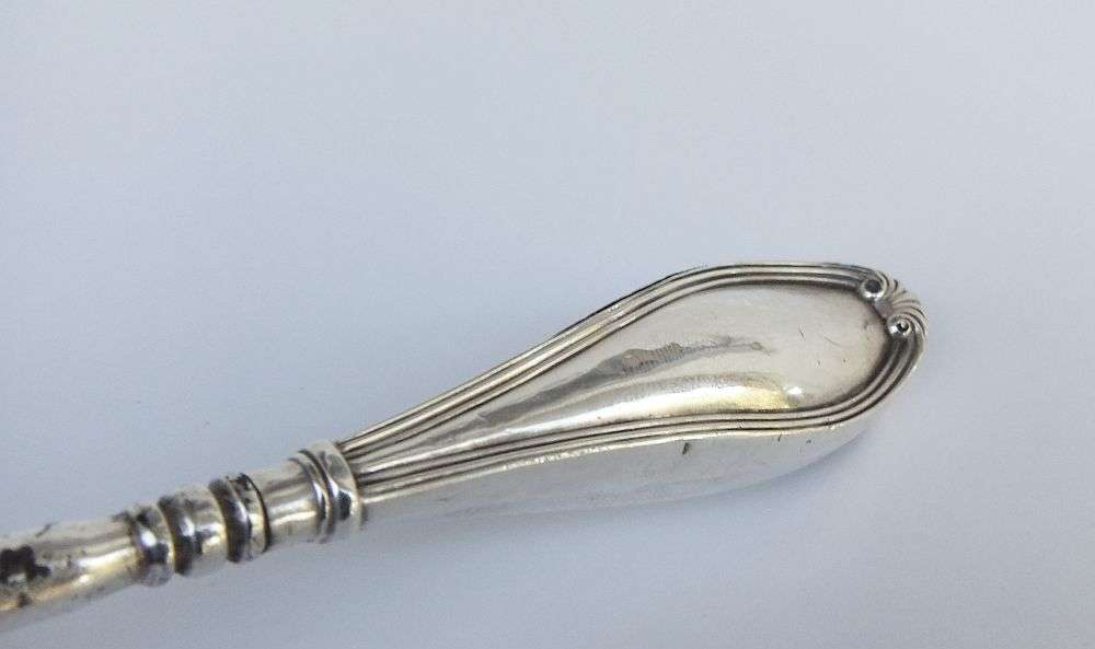 COOL FIND !! AN OLD SILVERPLATE CANDLE SNUFFER WITH STERLING SILVER HANDLE !! WOW !!