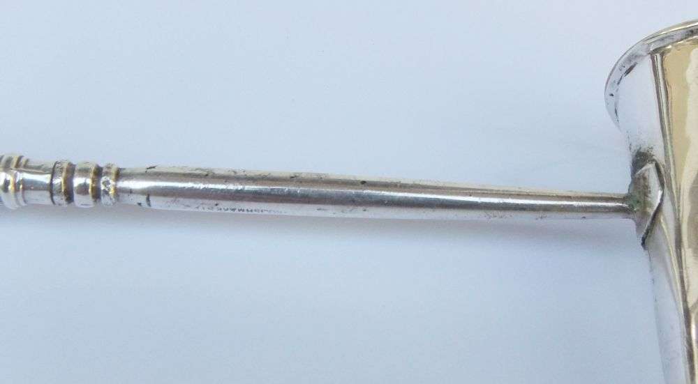 COOL FIND !! AN OLD SILVERPLATE CANDLE SNUFFER WITH STERLING SILVER HANDLE !! WOW !!