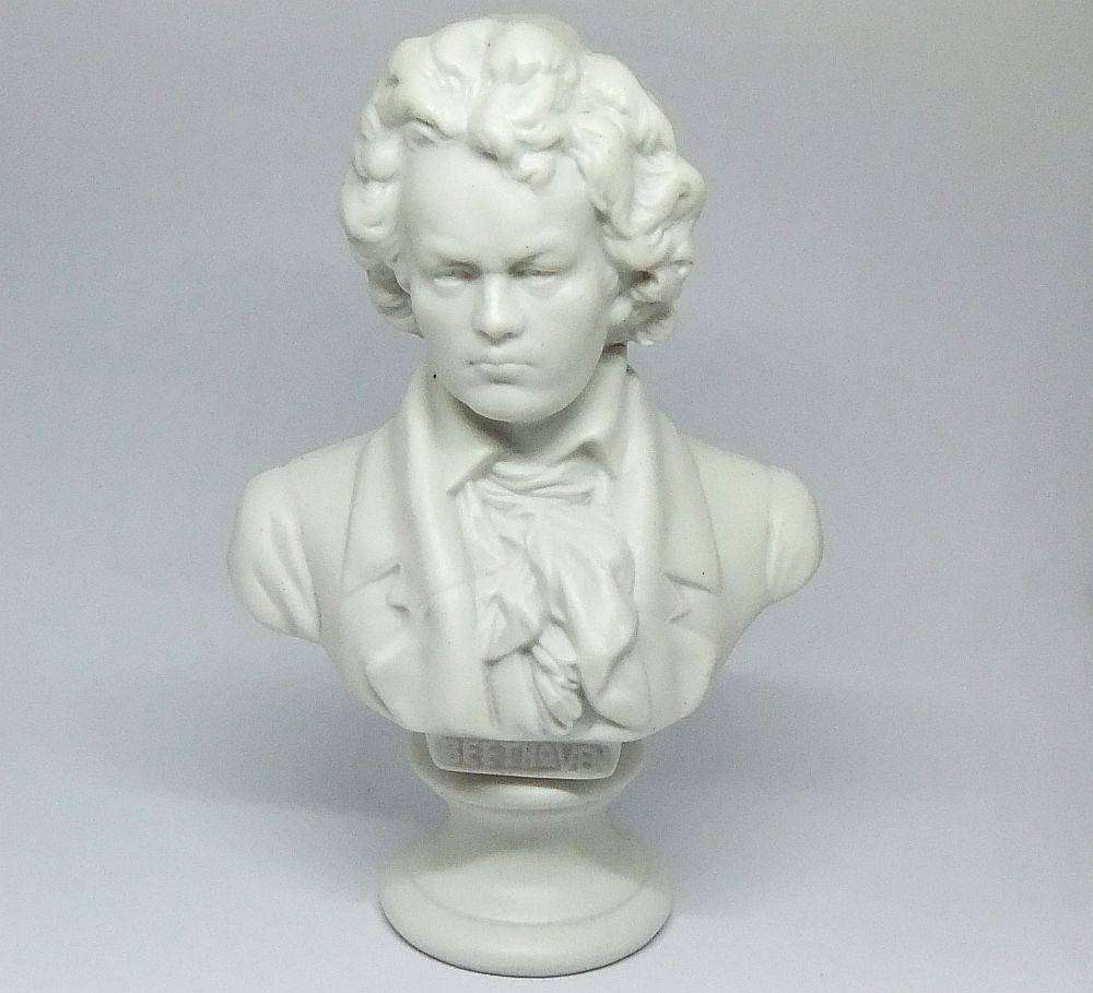 A rare numbered antique German bisque porcelain bust of Beethoven