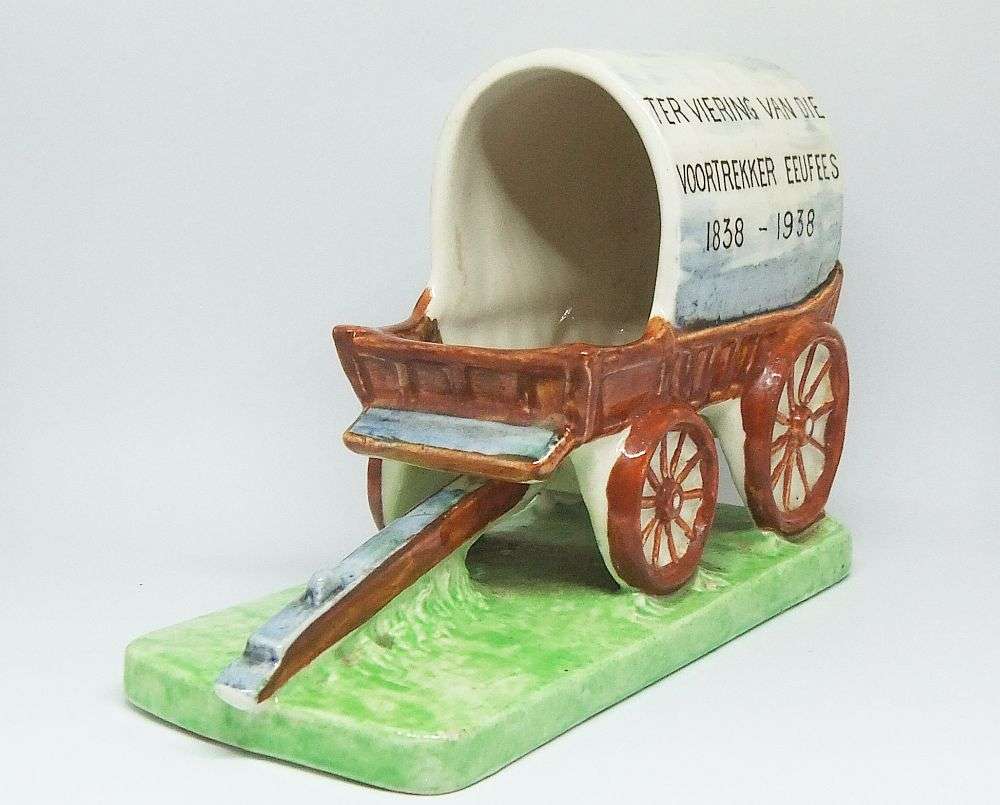 A RARE 1838 -1938 PORCELAIN OX-WAGON COMMEMORATING THE VOORTREKKERS BY BURLEIGH WARE ENGLAND