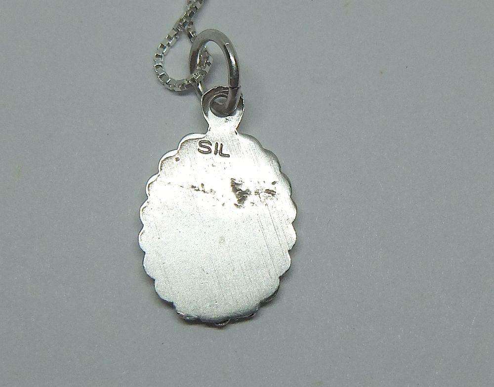 WOW !! A VINTAGE SOLID SILVER ST CHRISTOPHER PENDANT WITH A NEW STERLING SILVER NECKLACE !!