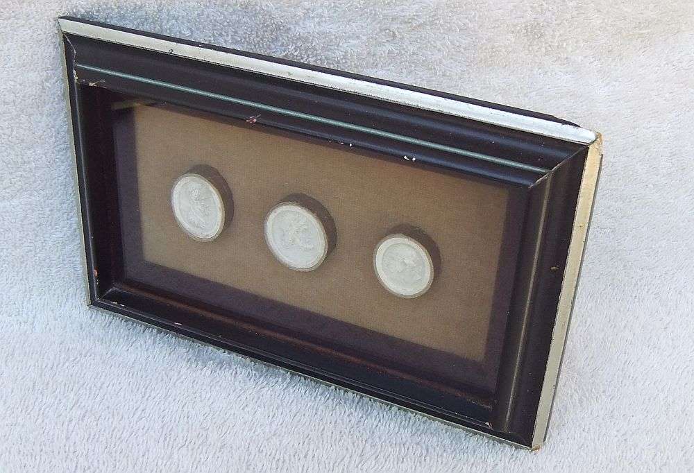 SUPER RARE IN SA !! THREE 19TH CENTURY PLASTER GRANDTOUR INTAGLIOS IN FRAME