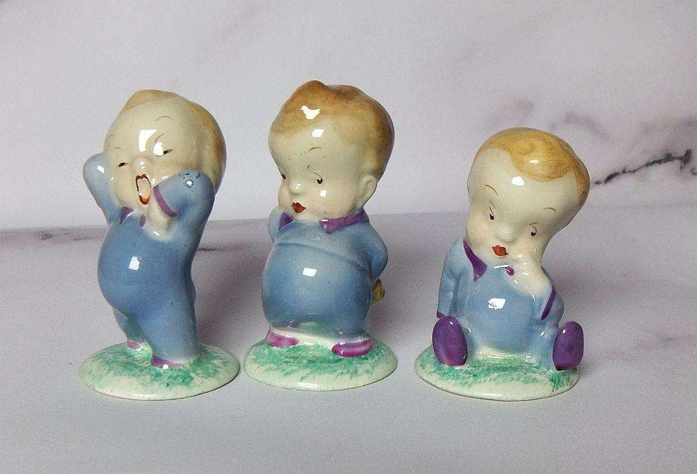 THREE VERY CUTE AND RARE 1950`S WADE PORCELAIN BABY ORNAMENTS IN EXCELLENT CONDITION