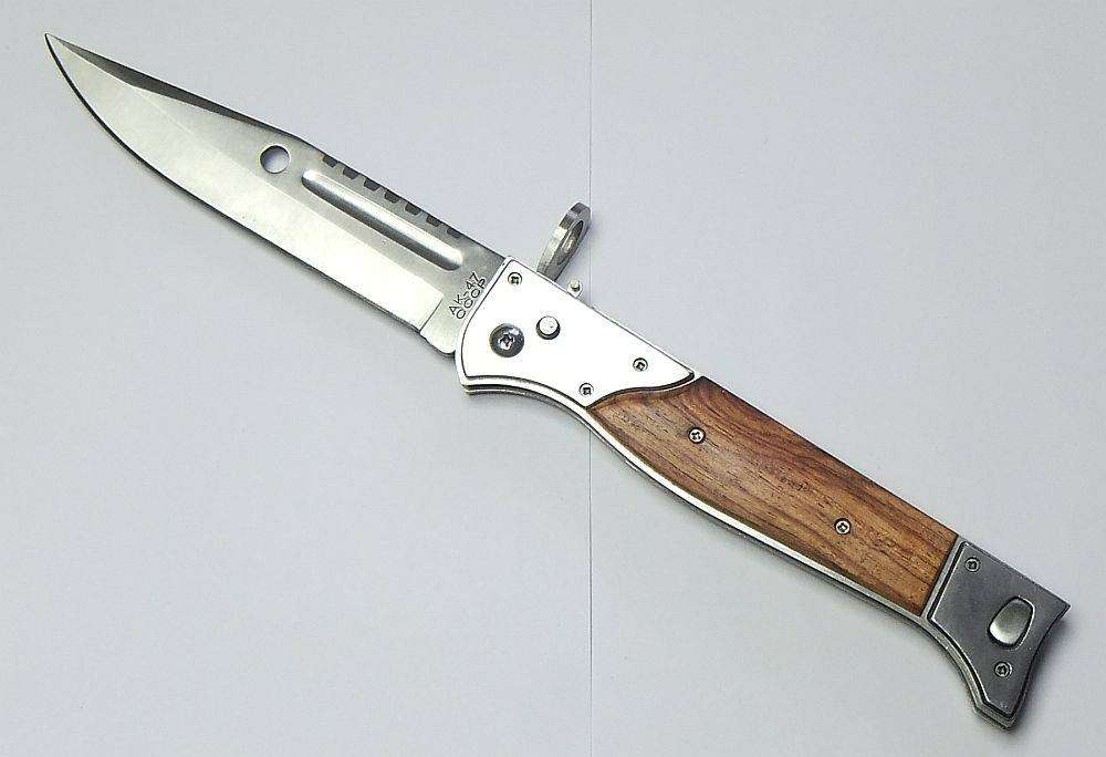 A huge AK47 bayonet style flick knife in excellent condition with pouch