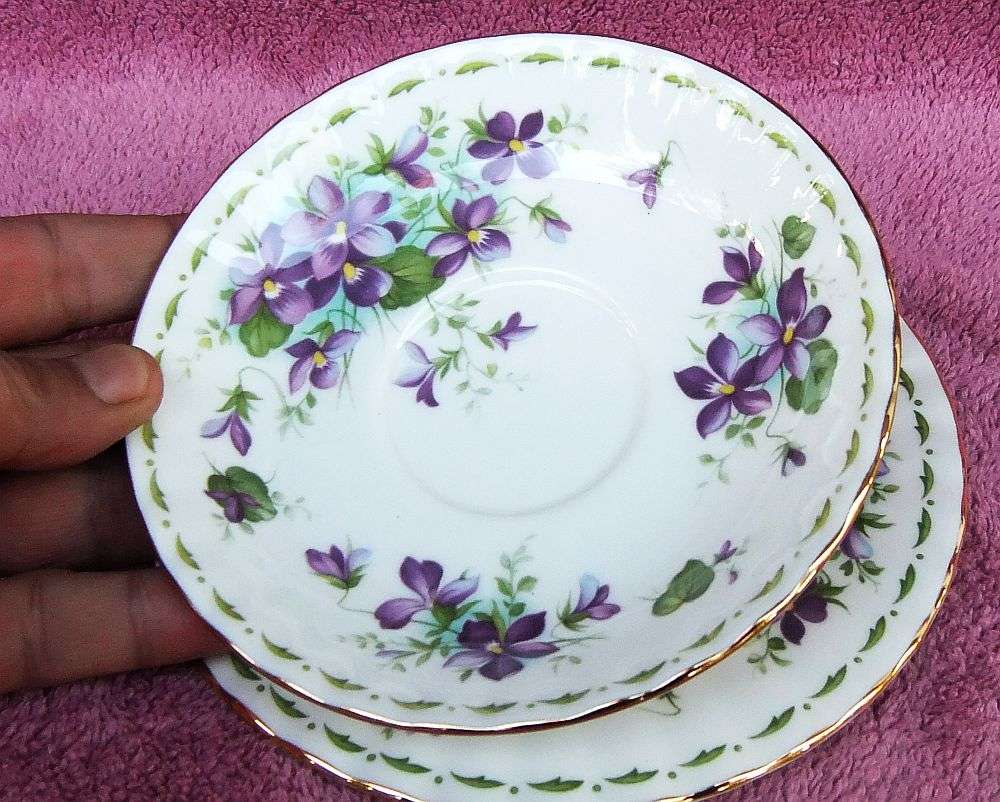 A VINTAGE ROYAL ALBERT TRIO - FLOWER OF THE MONTH SERIES - FEBRUARY