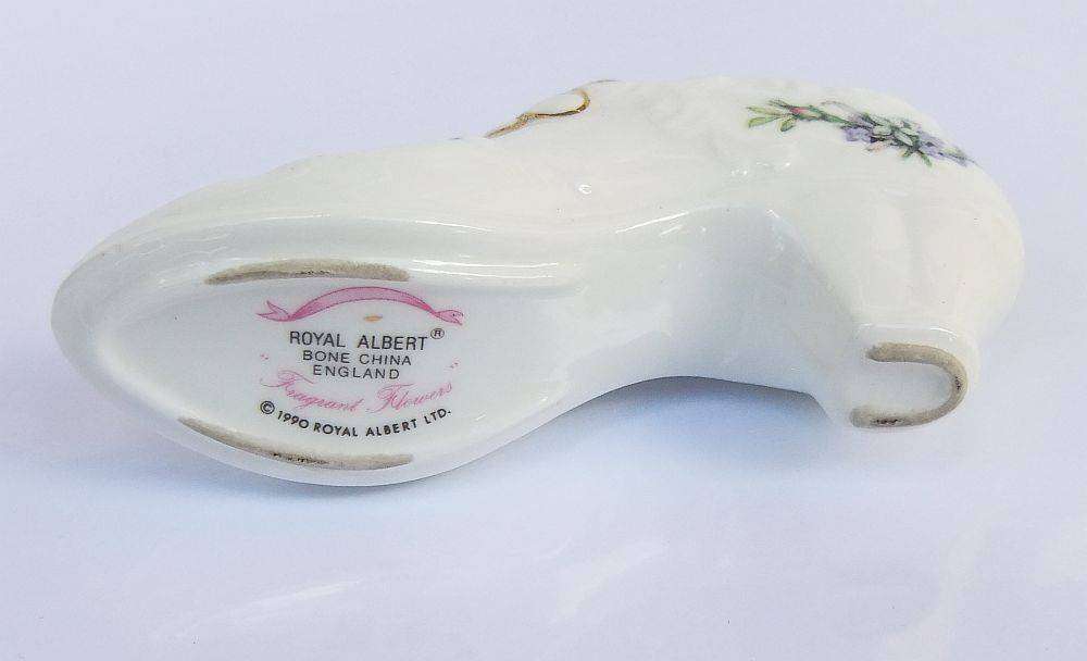 A very charming vintage porcelain trinket holder modelled as a Victorian shoe by Royal Albert