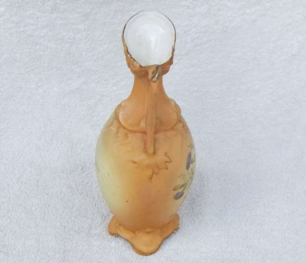 A RARE ANTIQUE VICTORIAN ERA ART NOUVEAU PATTERN EWER FORM BLUSHWARE VASE