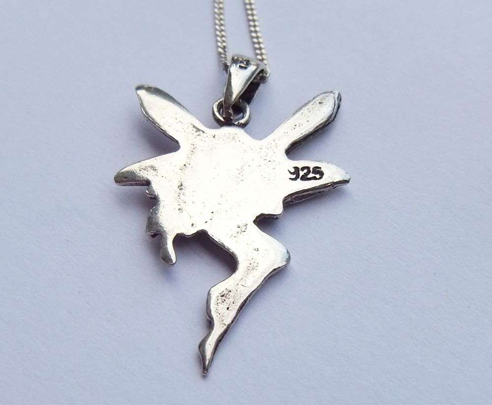 LAST ONE !! A LOVELY STERLING SILVER FAIRY PENDANT WITH A STERLING SILVER NECKLACE !! FREE COMBINING