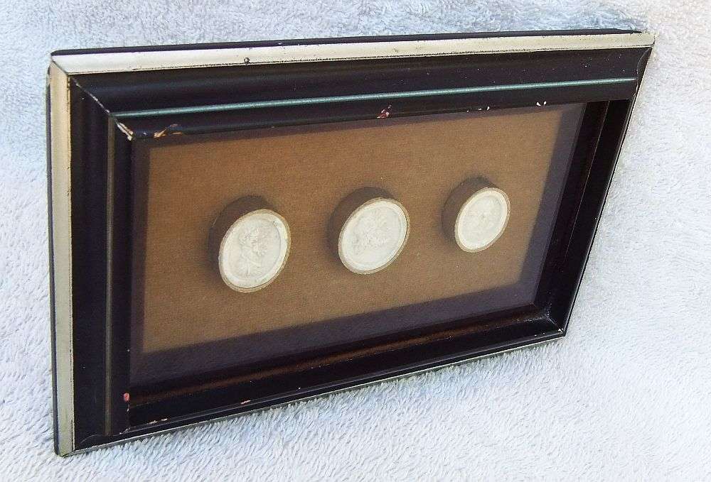 SUPER RARE IN SA !! THREE 19TH CENTURY PLASTER GRANDTOUR INTAGLIOS IN FRAME