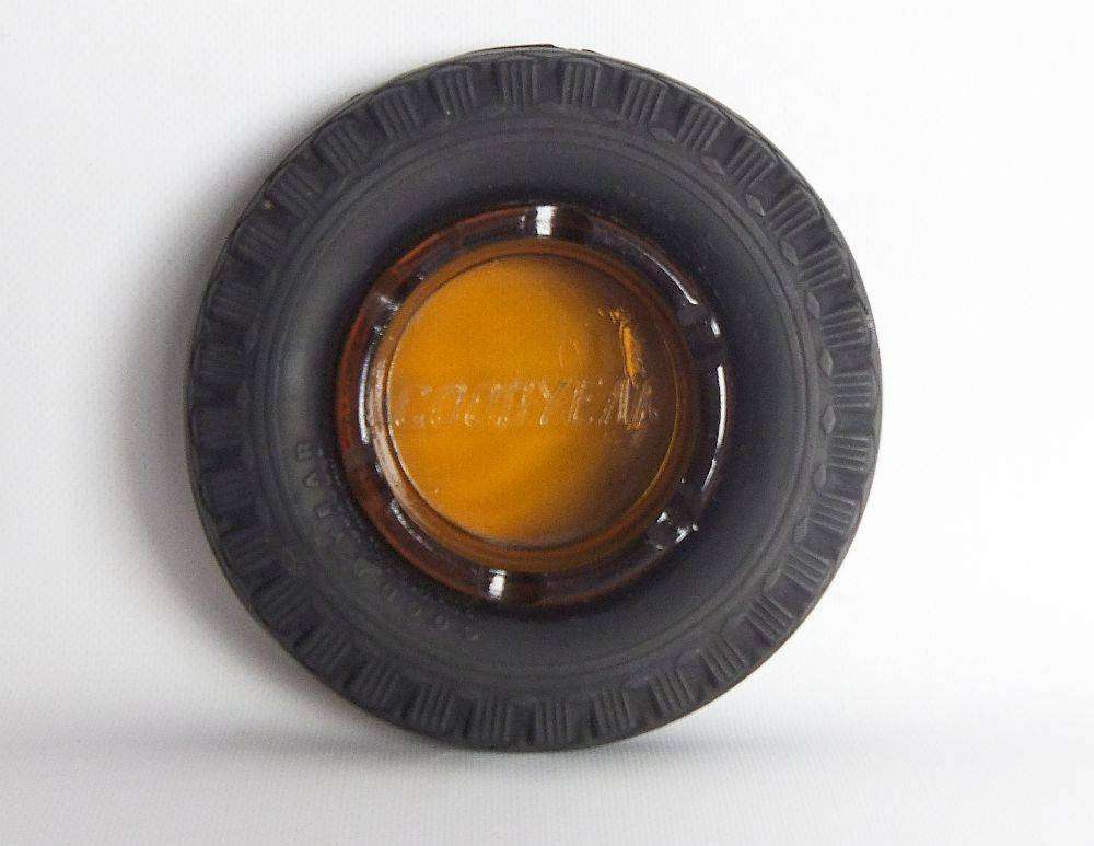 A vintage genuine rubber Goodyear tyres advertising ashtray in excellent condition