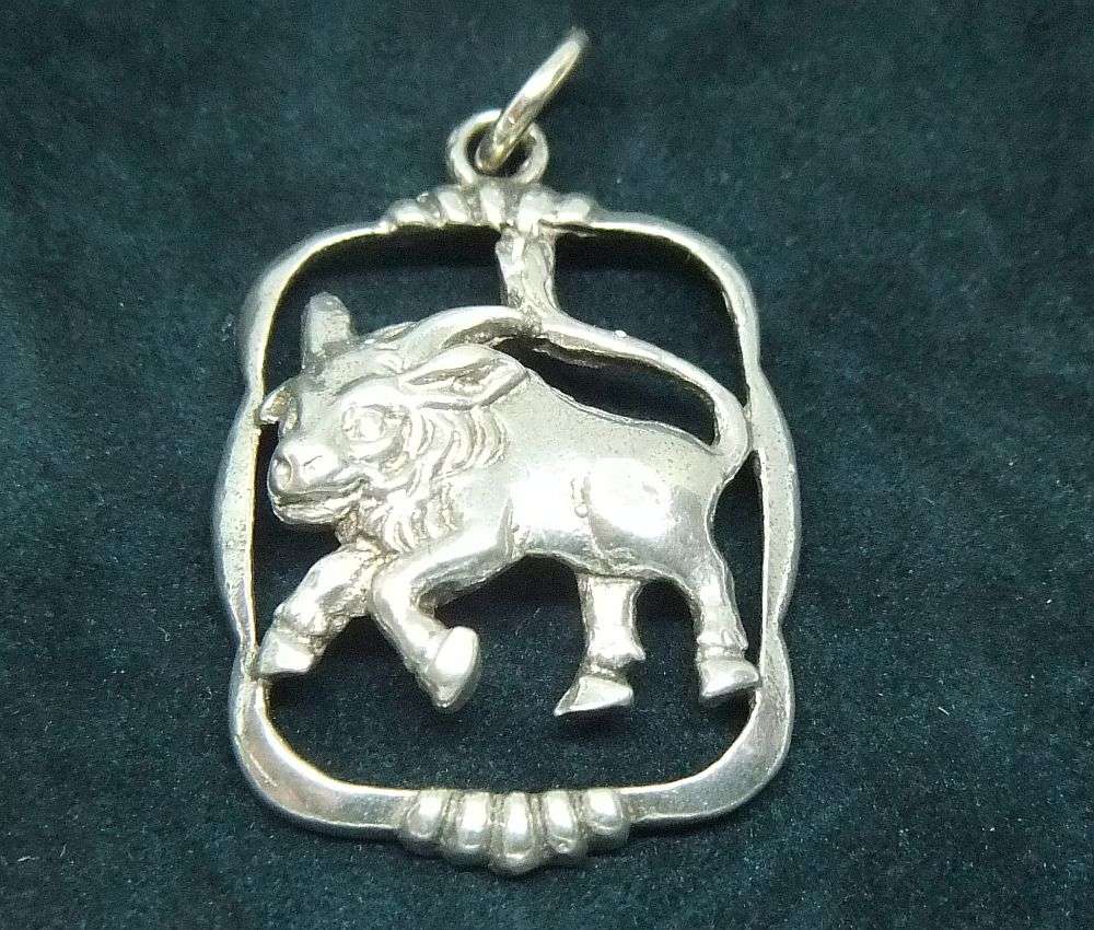A VINTAGE SOLID STERLING SILVER ""CAPRICORN"" STAR SIGN PENDANT - ZODIAC 4