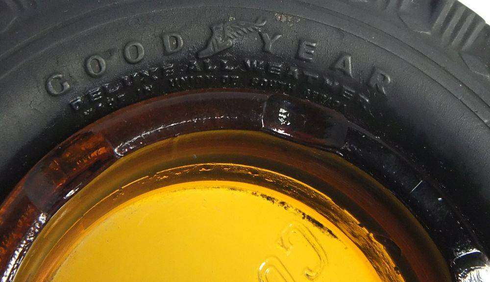 A vintage genuine rubber Goodyear tyres advertising ashtray in excellent condition