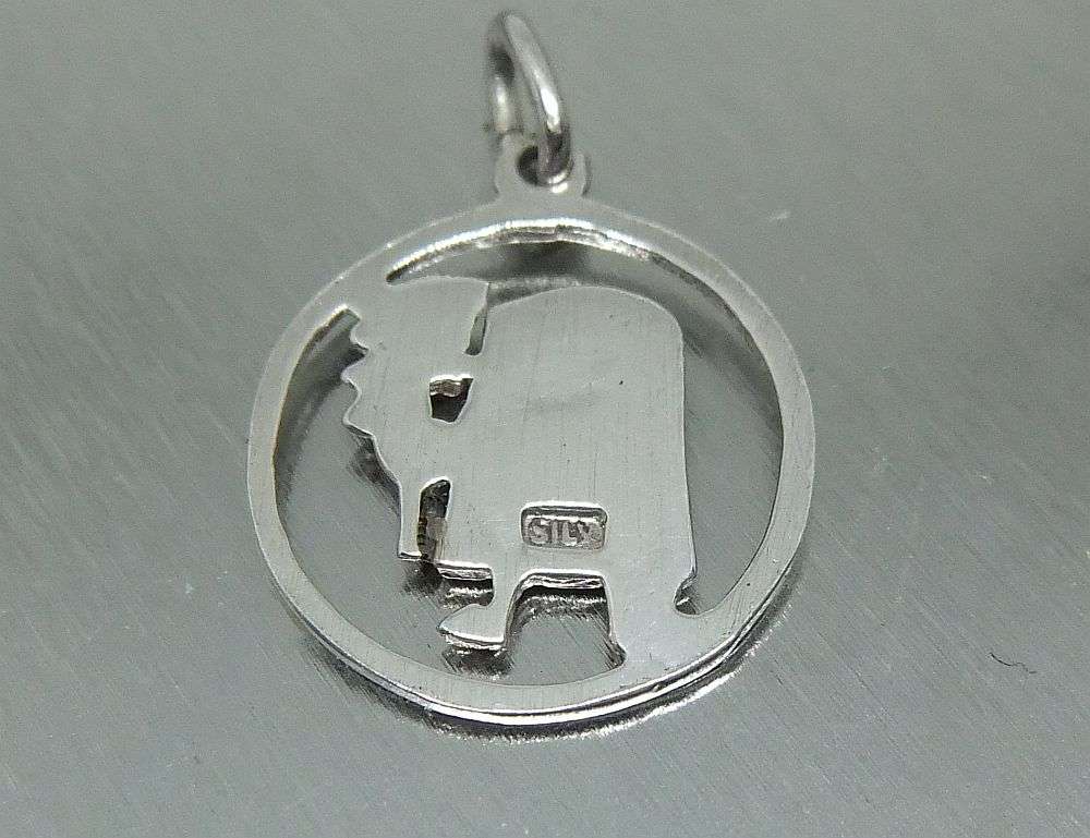 A RARE VINTAGE 1970`S STERLING SILVER "VIRGO" ZODIAC SIGN PENDANT - NEVER WORN - FREE COMBINING !!
