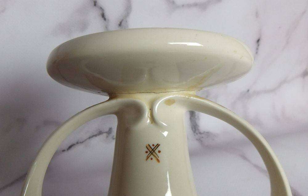 A rare pair of beautiful hand painted Art Nouveau styled Schoonhoven Holland candle holders