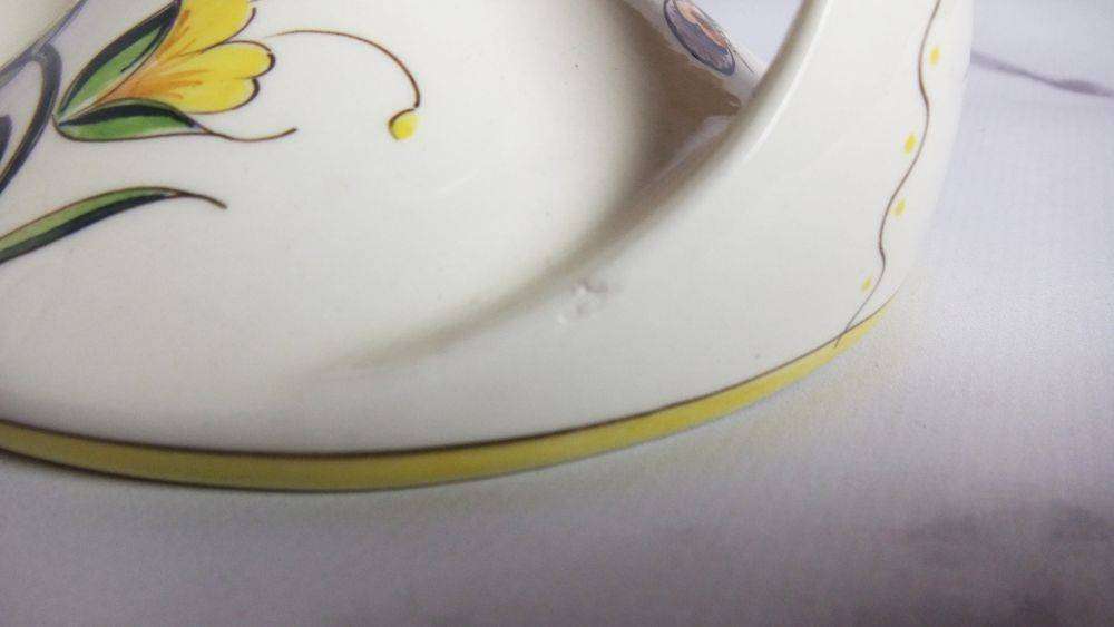 A rare pair of beautiful hand painted Art Nouveau styled Schoonhoven Holland candle holders