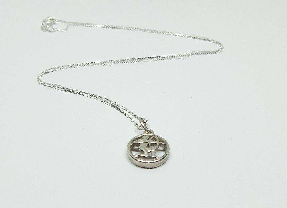 A vintage German 835 silver Sagittarius Zodiac sign pendant plus a sterling silver necklace