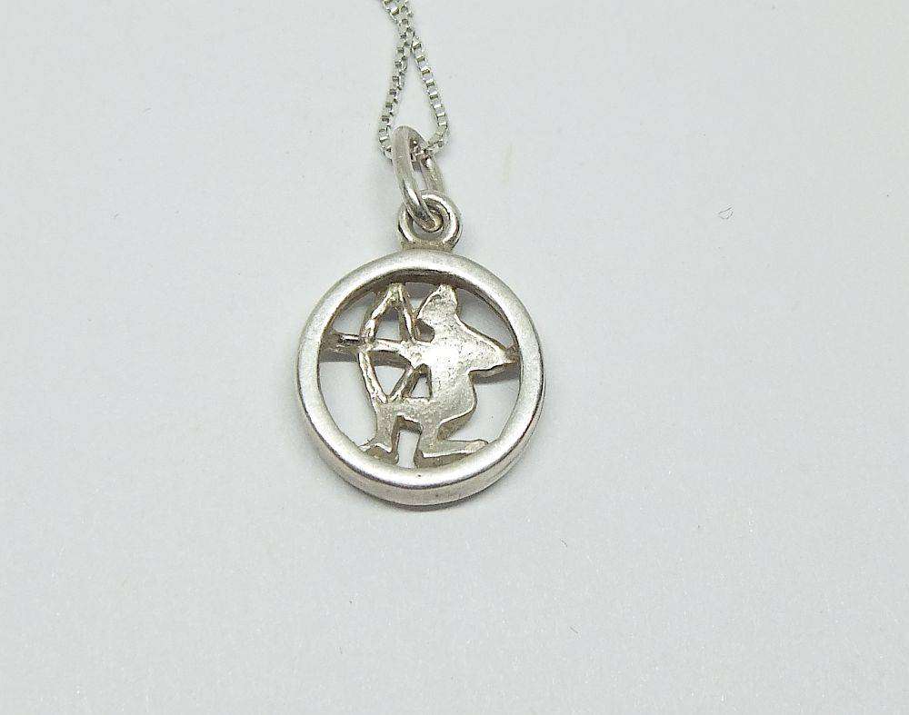 A vintage German 835 silver Sagittarius Zodiac sign pendant plus a sterling silver necklace