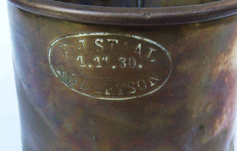 An old and rare Cape brass mug full of character by Frederik Johannes Staal made in 1930 Robertson