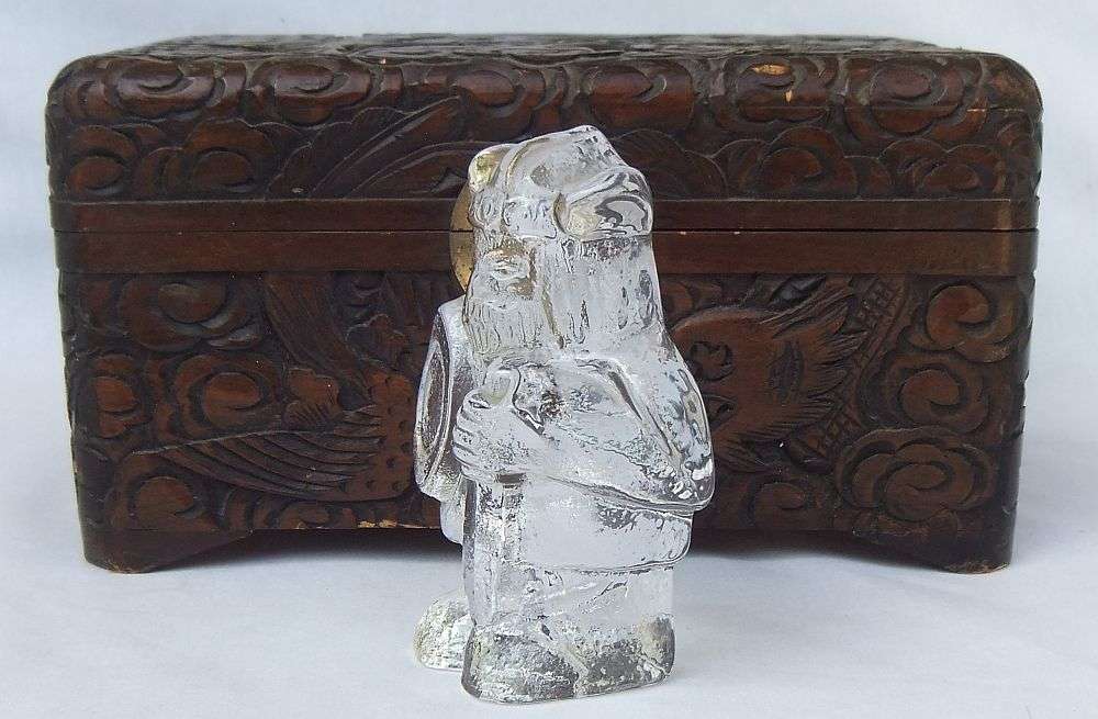 A TOTALLY COOL VINTAGE SOLID GLASS VIKING CHARACTER PAPERWEIGHT IN GREAT CONDITION - NO DAMAGE