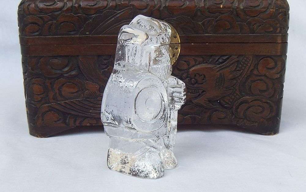 A TOTALLY COOL VINTAGE SOLID GLASS VIKING CHARACTER PAPERWEIGHT IN GREAT CONDITION - NO DAMAGE