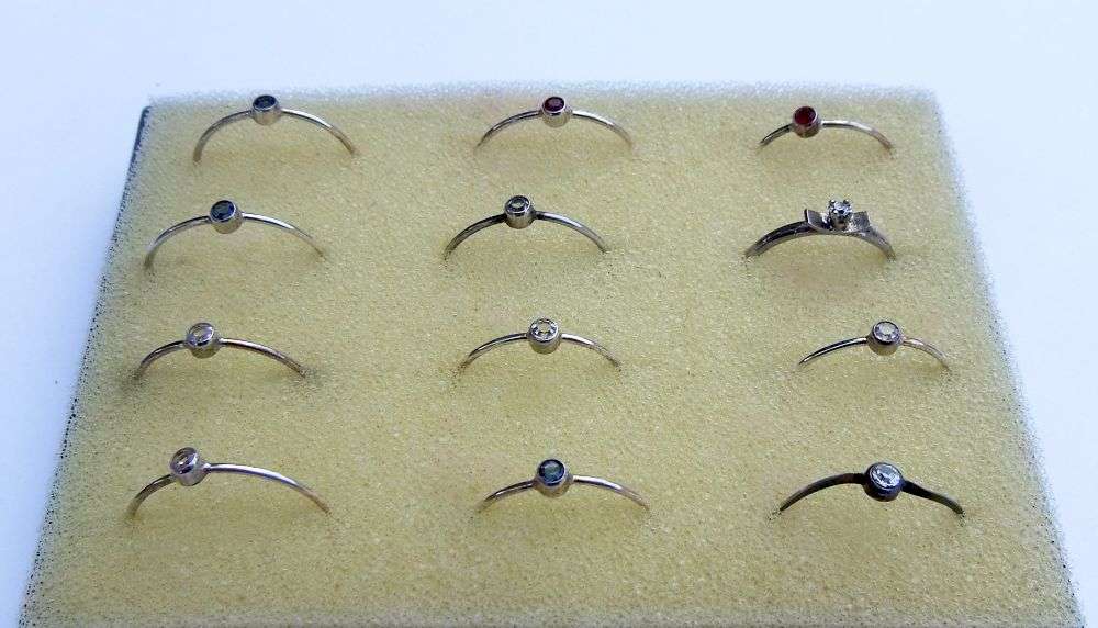 Vintage Sterling Silver Rings Set in Original Container - Set of 12