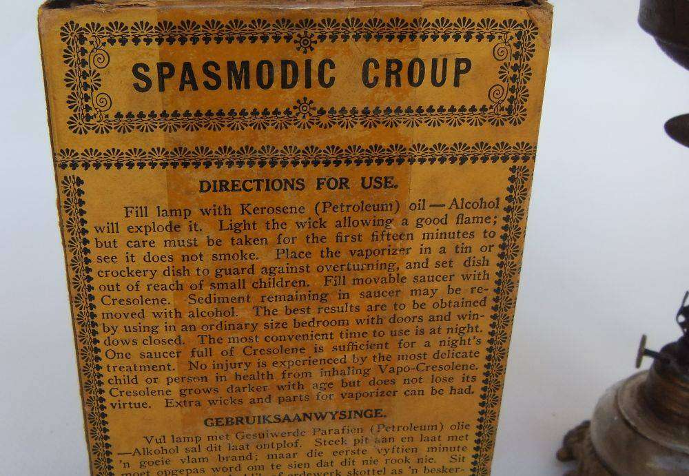 An antique Vapo Cresolene vaporizer with original box patented in the 1880's