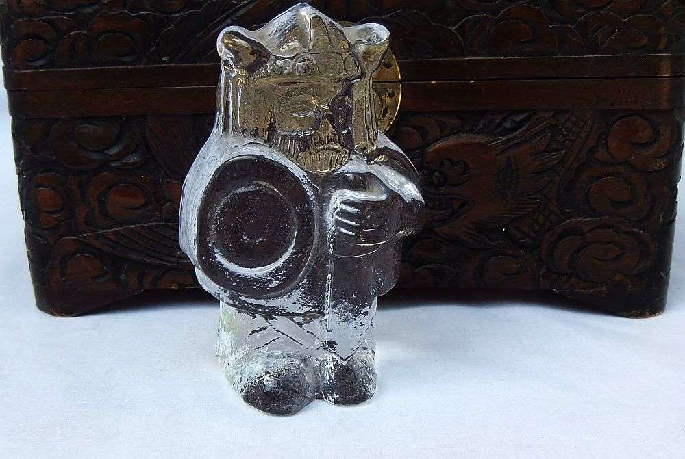A TOTALLY COOL VINTAGE SOLID GLASS VIKING CHARACTER PAPERWEIGHT IN GREAT CONDITION - NO DAMAGE