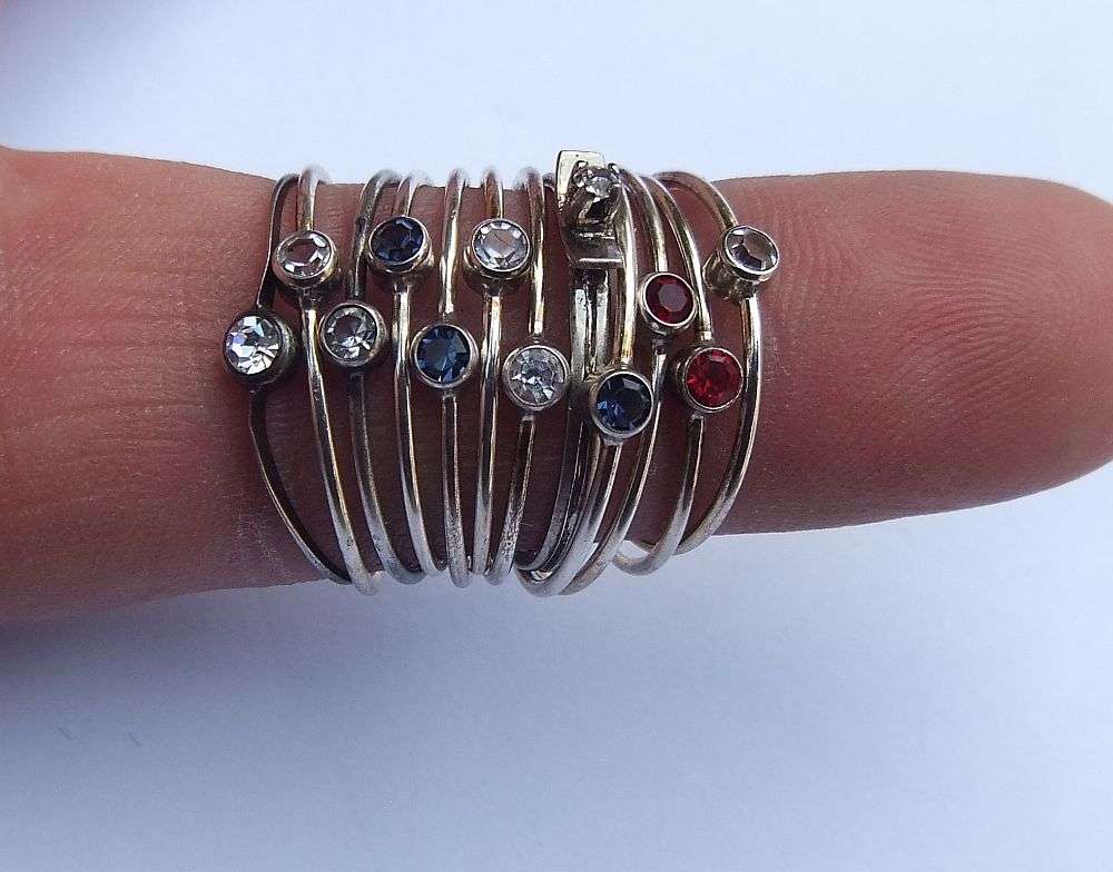Vintage Sterling Silver Rings Set in Original Container - Set of 12