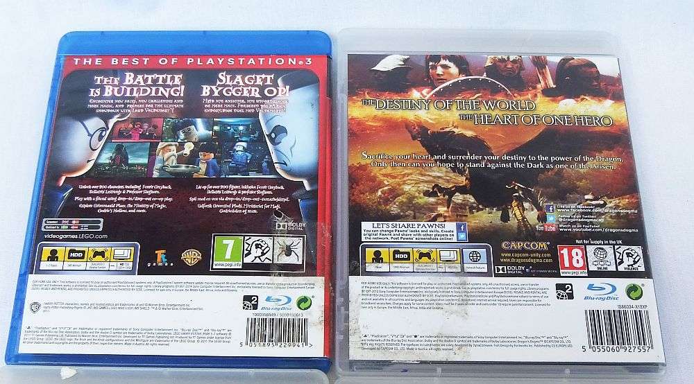 4 X PS 3 GAMES - HARRY POTTER ( LEGO ) , DRAGONS DOGMA , CALL OF DUTY , RISE OF THE ARGONAUTS !!