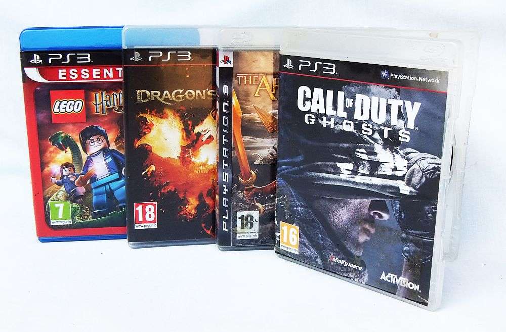 4 X PS 3 GAMES - HARRY POTTER ( LEGO ) , DRAGONS DOGMA , CALL OF DUTY , RISE OF THE ARGONAUTS !!