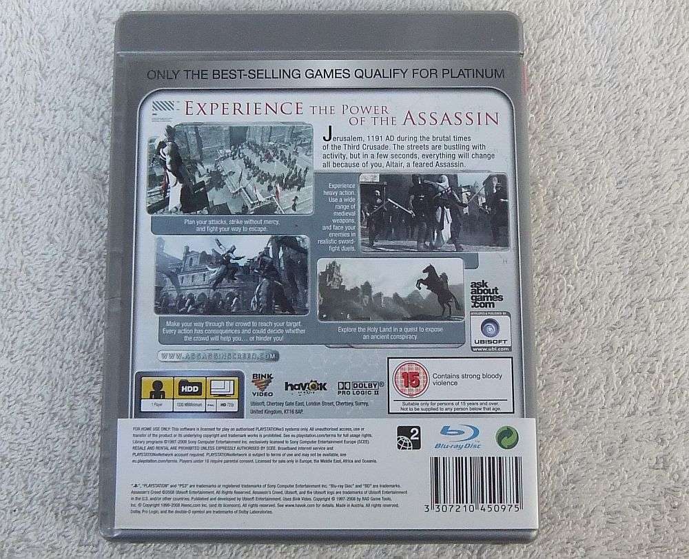PLAYSTATION 3 GAME - ASSASSINS CREED - PLATINUM EDITION