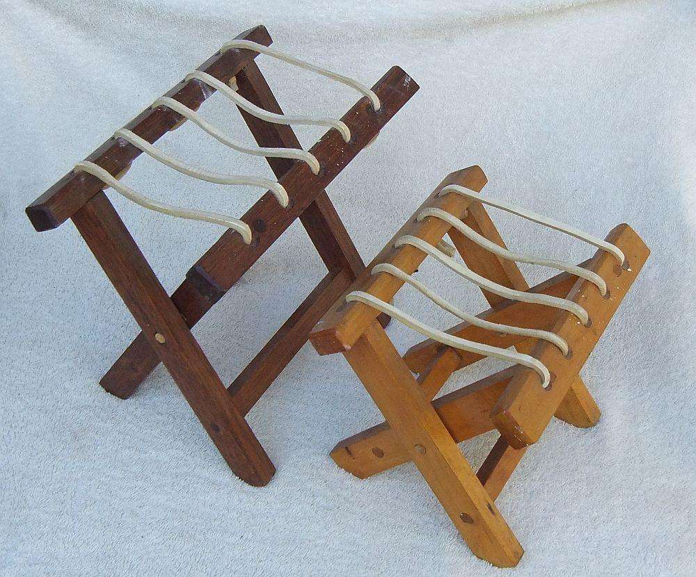 TWO VINTAGE FOLDING RIEMPIE STOOLS - POSSIBLY FOOT STOOLS
