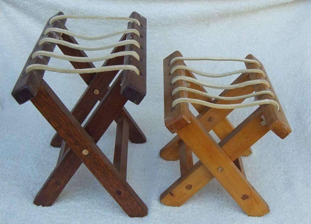 TWO VINTAGE FOLDING RIEMPIE STOOLS - POSSIBLY FOOT STOOLS