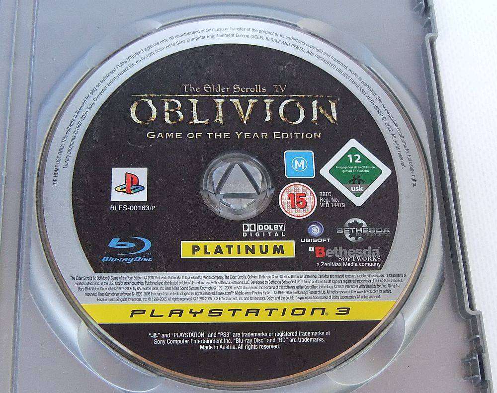 Playstation 3 Platinum - Oblivion - The Elder Scrolls IV in great condition