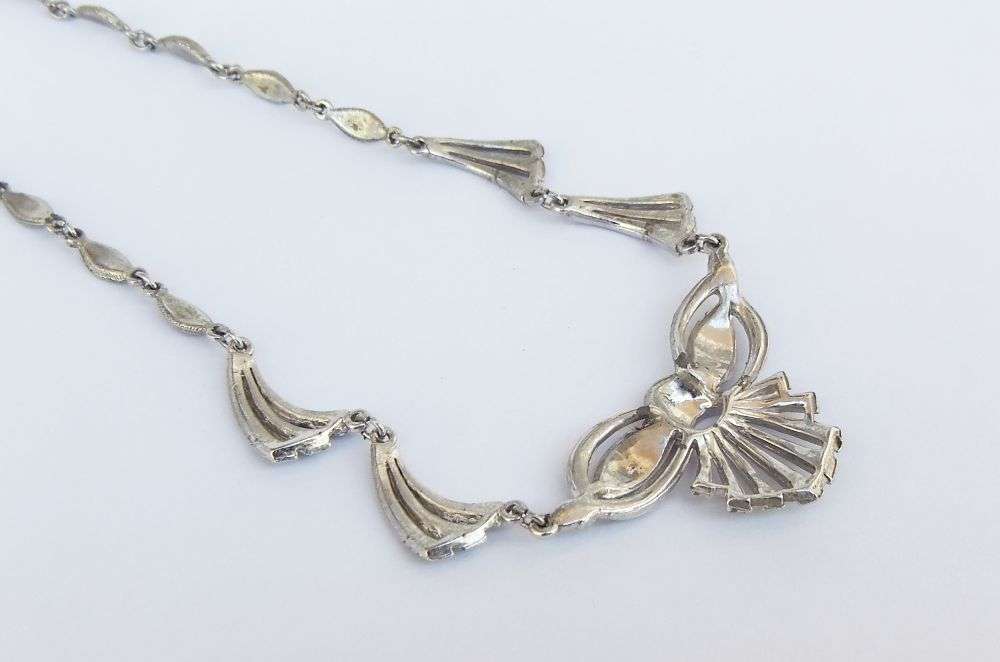 A STUNNING 1960`S / 70`S COCKTAIL NECKLACE AND BROOCH SET WITH LOTS OF MARCASITE !! GREAT CONDITION