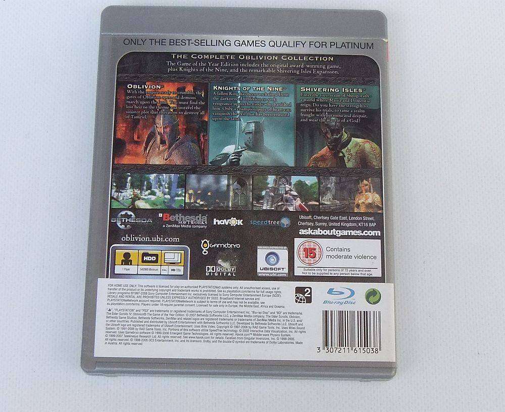 Playstation 3 Platinum - Oblivion - The Elder Scrolls IV in great condition