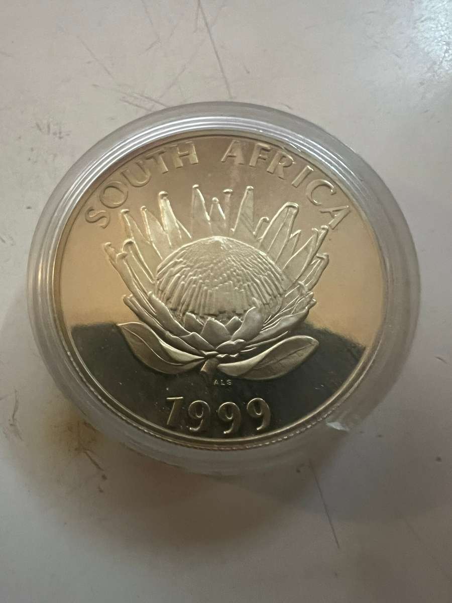 1999 R1 Silver Proof Coin - Protea Series - Gold Mining