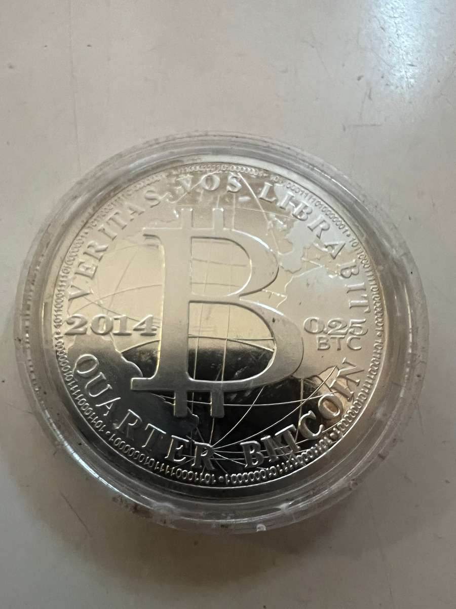 2014 year Silver Plated Bitcoin BTC 0.25 Physical Bit Coin souvenir Medal.