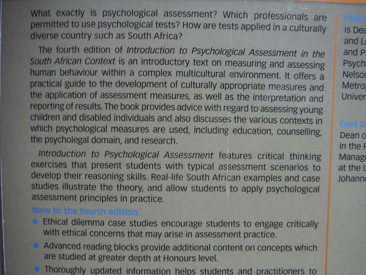 Introduction to Psychological Assessment in the South African Context - Fourth Edition