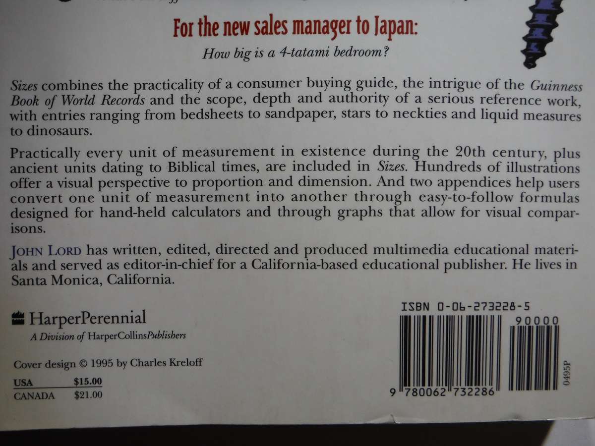 Sizes : The Illustrated Encyclopedia : How Big (or Little) Things Really Are - Softcover - John Lord