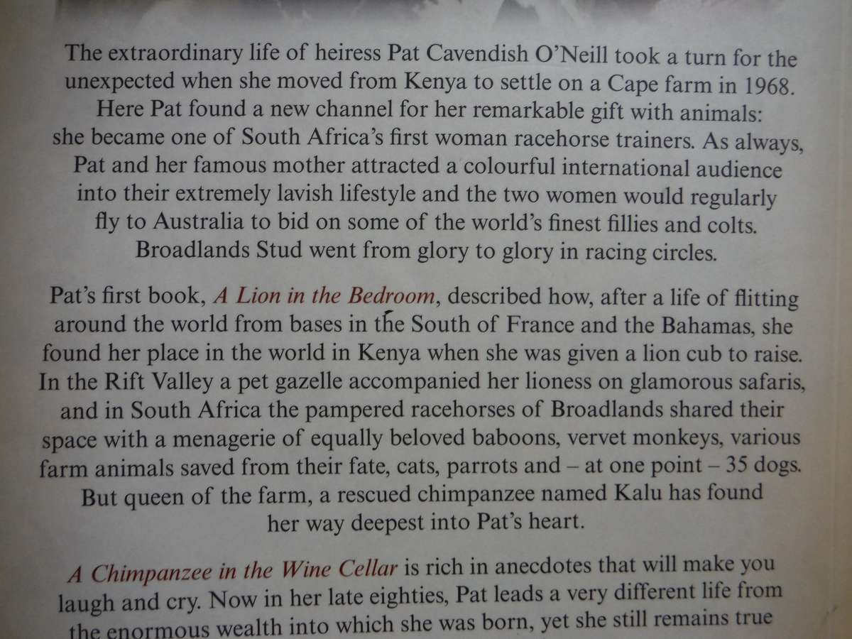 A Chimpanzee in the Wine Cellar - Paperback - Pat Cavendish O'Neill