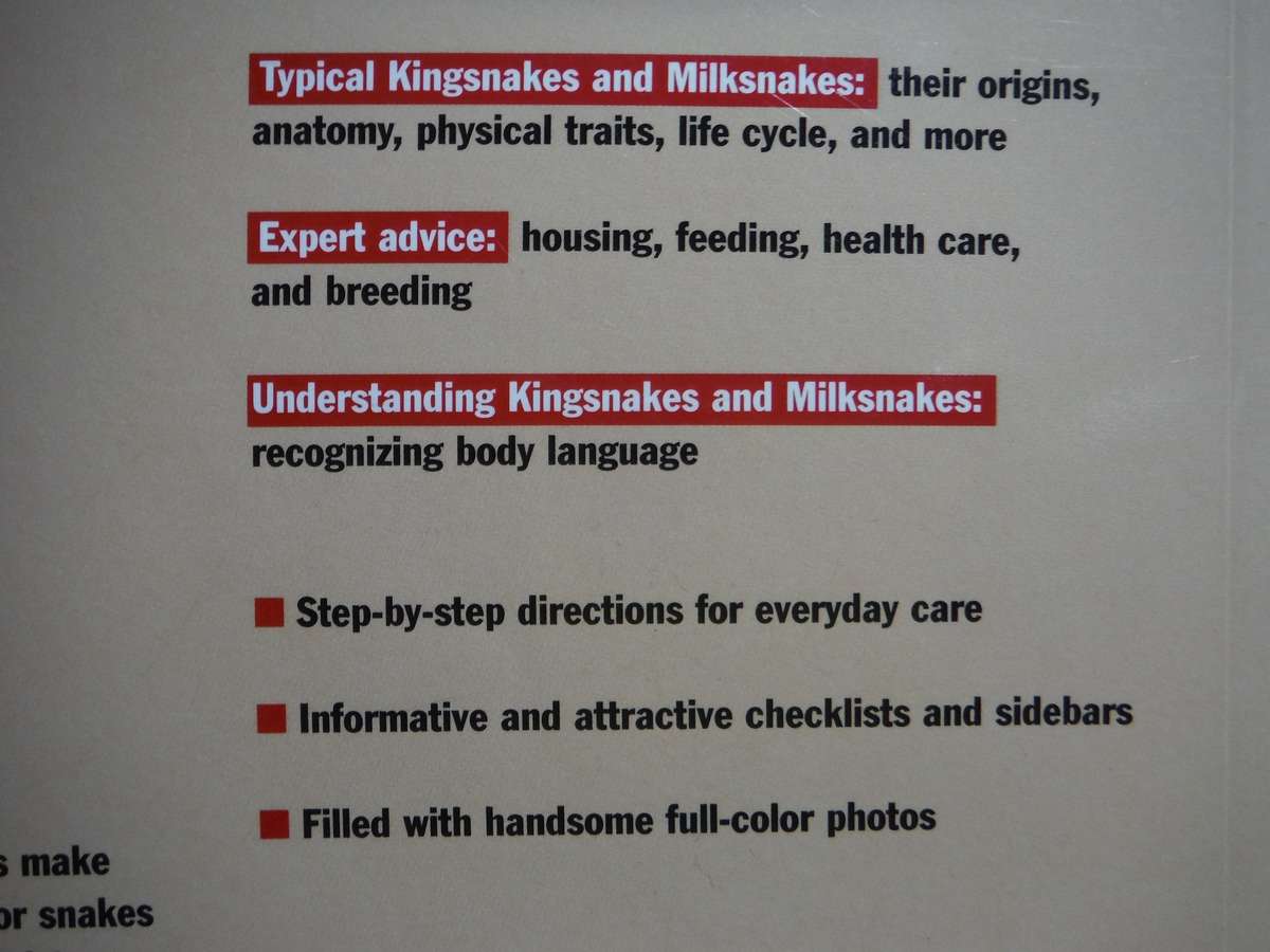 Kingsnakes and Milksnakes : A Complete Pet Owner's Manual - Softcover - R.D. Bartlett