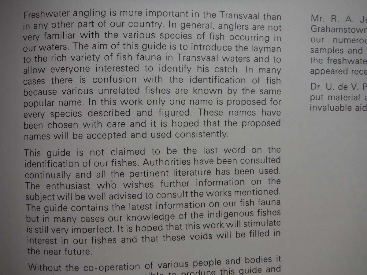 Fishes of the Transvaal - Hardcover - Pieter Le Roux - 1968