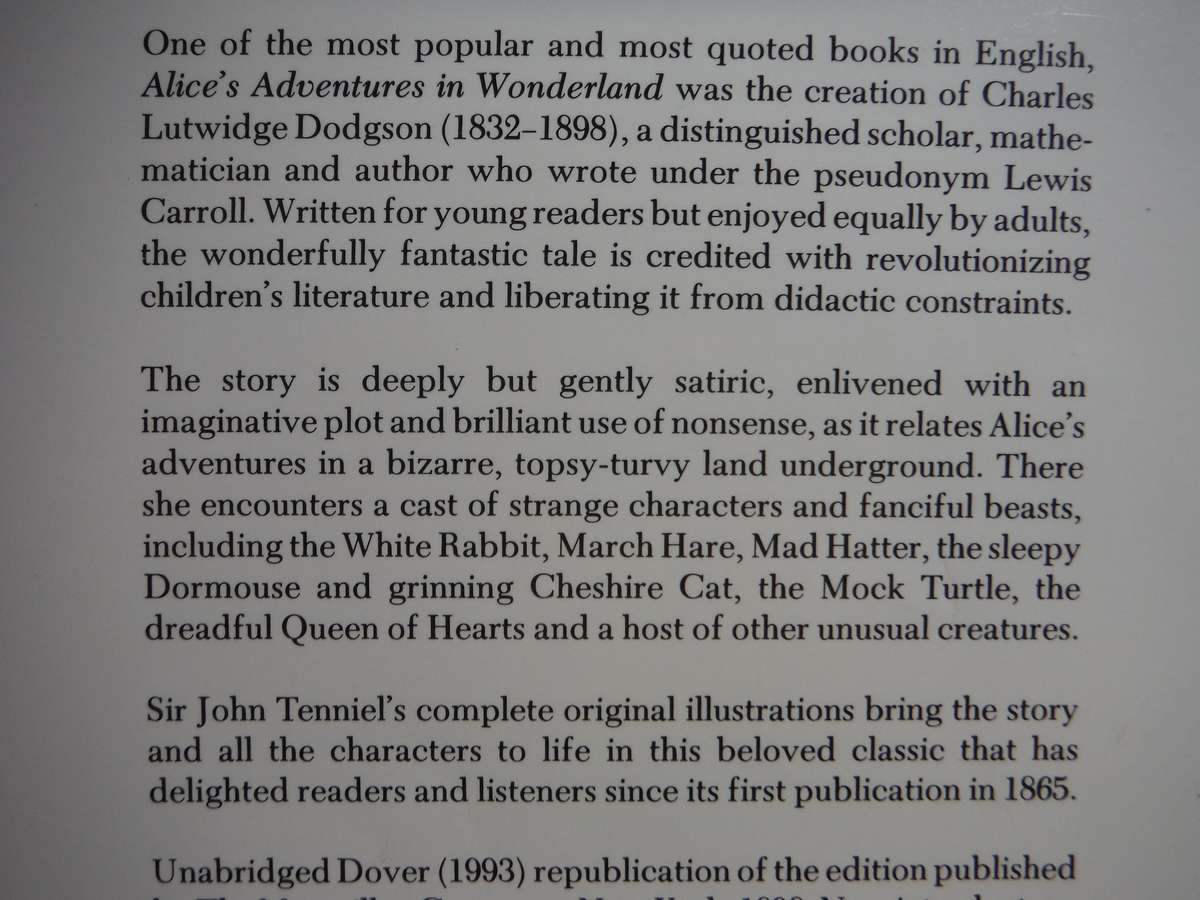 Alice's Adventures in Wonderland - Paperback - Lewis Carroll - Dover Thrift Edition
