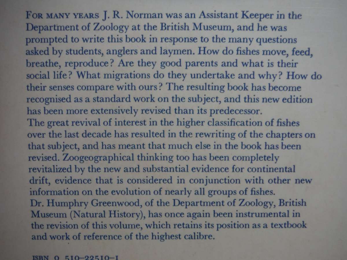 A History of Fishes - Paperback - J.R. Norman - Third Edition - 1975