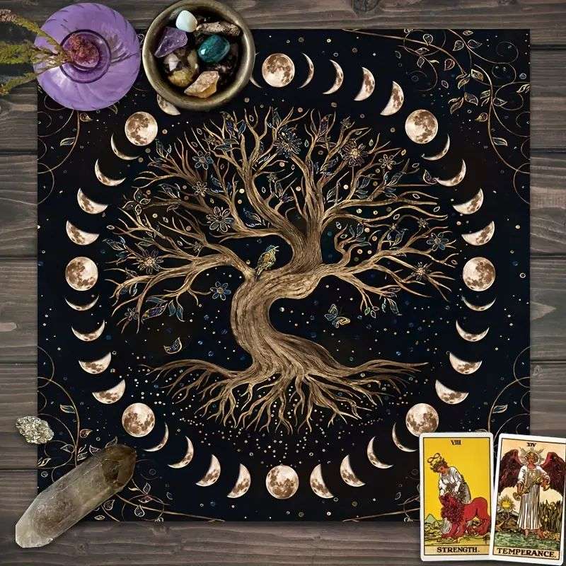 Tarot Reading Cloth/Altar Cloth : Tree of Life - Polyester - 48cm x 48cm