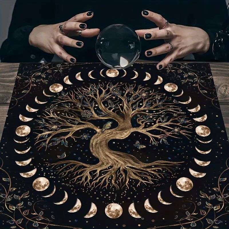 Tarot Reading Cloth/Altar Cloth : Tree of Life - Polyester - 48cm x 48cm