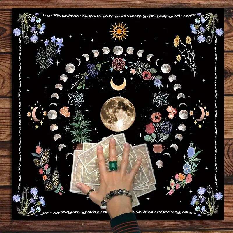 Tarot Reading Cloth/Altar Cloth : Moon Phase - Polyester - 48cm x 45cm