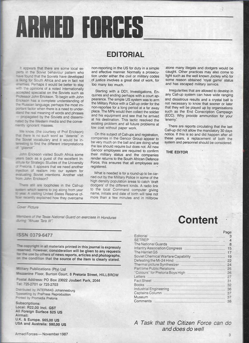 ARMED FORCES- NOVEMBER 1987