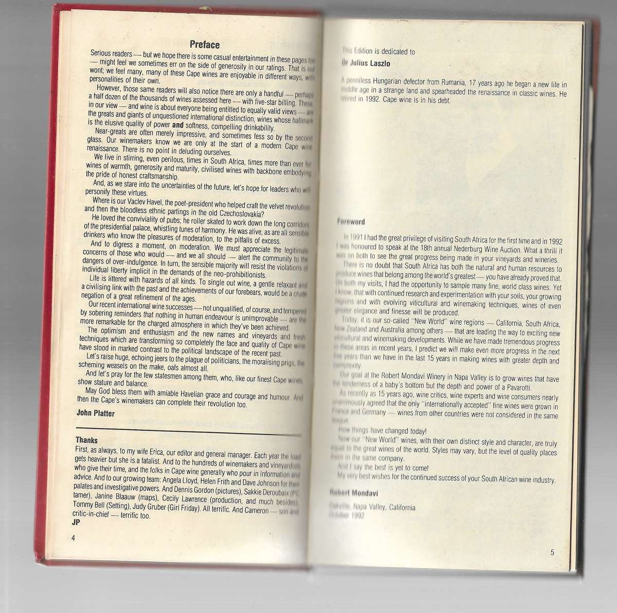 SOUTH AFRICAN WINE GUIDE- JOHN PLATTER'S- 1993